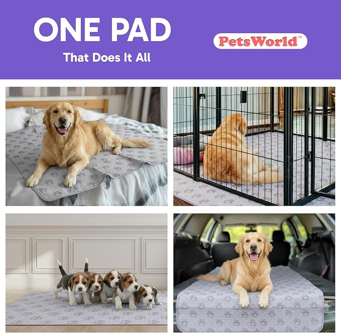 Washable Reusable Dog Pee Pads (Pack of 16) – 34” x 52” Extra Large Training Pads with Non- Slip Backing – Waterproof, Leakproof, Absorbent Pet Pads for Puppies & Dogs