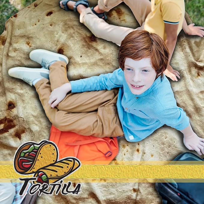 Bcareself Tortilla Blanket Adult Size Giant Double Sided for Kids Funny Realistic Food Personalized Throw Blanket Novelty Gift for Everyone 300 GSM Soft Flannel 60 inches Yellow