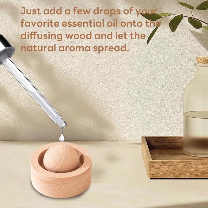 Wooden Essential Oil Diffuser - Round Ball Aromatherapy Diffuser, Walnut and Beech, for Office, Car, Yoga Hall (Walnut)