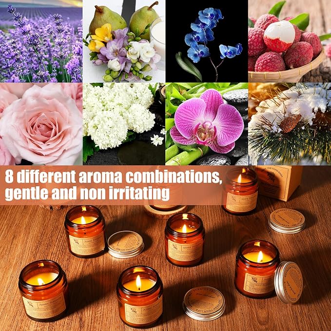 MTLEE 48 Pcs Scented Candles Bulk End of Year Teacher Thank You Gift Candles Wedding Aromatherapy Soy Wax Jar for Birthday CNA Week Appreciation Staff Coworker Guest Favor(Amber)