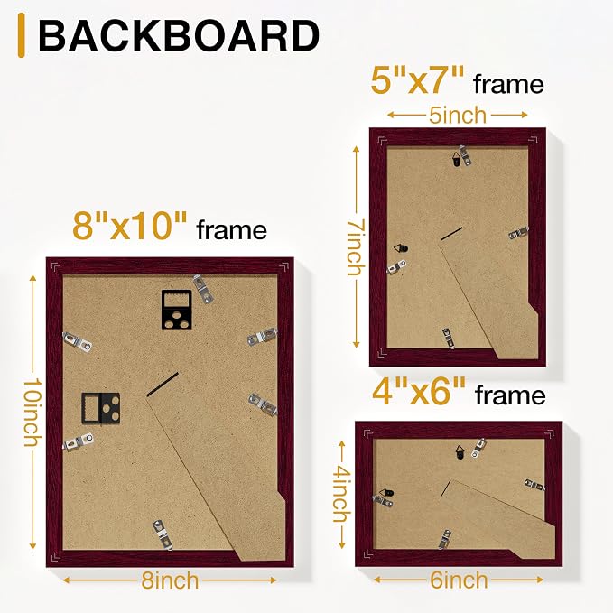 Vittanly 15 Pack Picture Frames Collage Wall Decor, Wall/Tabletop Display | Cherry Red, Multi-Size Gallery Wall Frame Set: 3pcs 8x10, 6pcs 5x7, 6pcs 4x6. Picture Frame Set for Family