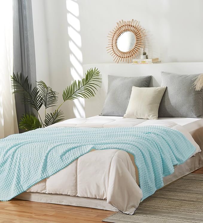Simple&Opulence Mint Green Throw Blanket for Couch-Super Soft Fluffy Blankets for Women 50x70 Inches Cozy Lightweight Fleece Blanket for Home Decor