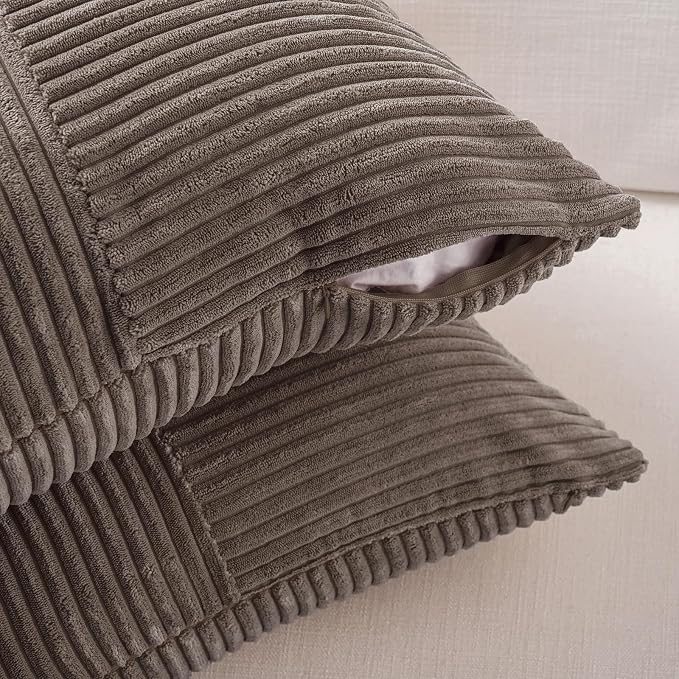 Fancy Homi Set of 1 Dark Brown Boho Long Lumbar Body Decorative Throw Pillow Cover 14x36 Inch for Bed Couch Bedroom Bench, Soft Patchwork Corduroy Textured Pillow Case, Rustic Farmhouse Room Decor