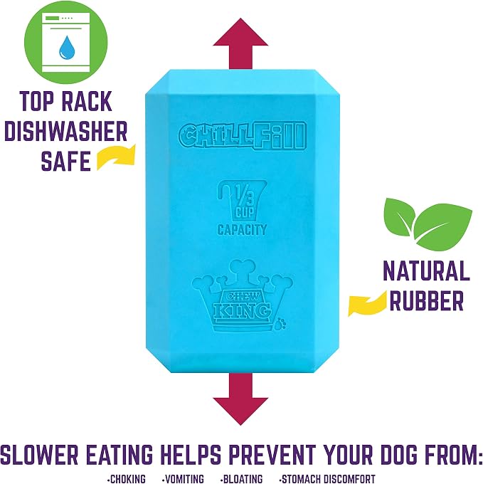 Chew King Premium Treat Dog Toy, Large, Extremely Durable Natural Rubber Fillable Toy Collection, Frozen Feeding