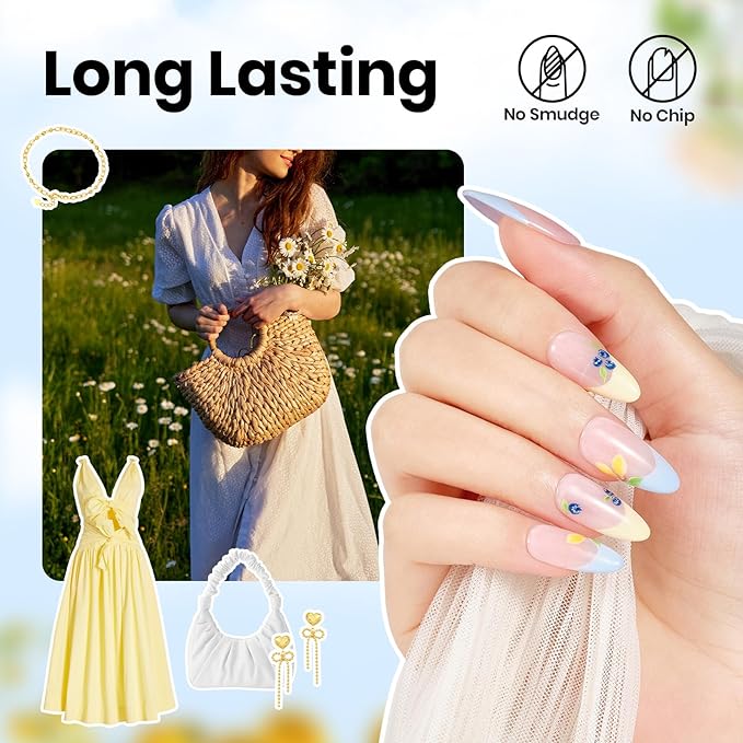 Beetles Pastel Nail Polish Set - Blossom Pastoral, 6 Colors Pearl Glitter Spring Nail Polish Quick Dry Set, Spring Nails Art, Long Lasting Shine DIY Manicure Easter Nails Gift for Her