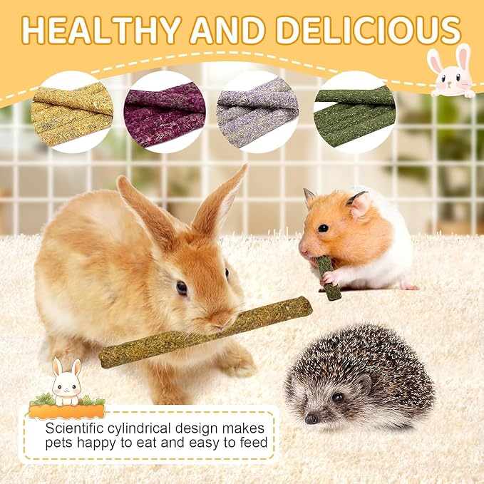 208Pcs Rabbit Chew Sticks, Guinea Pig Toys, Natural Timothy Hay Teeth Stick