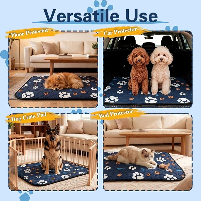 Washable Dog Pee Pads, Waterproof Training Mat,Large | Size:72x72inch(1 Pack),Super Absorbent(Four-Layer Design),Reusable Potty Playpen Mat,Washable Pet Pads,Non-Slip Puppy Pads