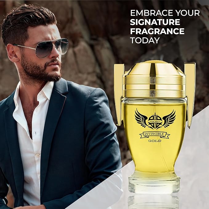A CENTER Invincible Gold Cologne for Men/Eau de Parfum Natural Spray 3.4 Fl Oz Perfume for Men Suitable for All Skin Type Fragrance Daily Used
