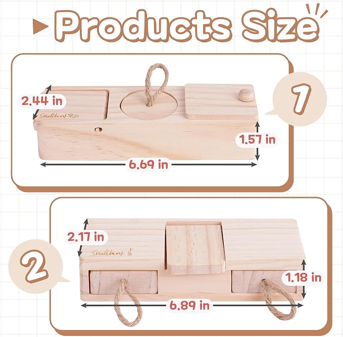 SoulThink® Interactive Wooden Pet Rabbit Toys - Sniff n' Snack Bunny Chew Toys for Rabbit Treats, Suited as Guinea Pig, Hamster for Boredom, Bunny Toys for Rabbits Keep Busy (2 Sets)