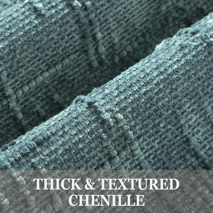 decorUhome Textured Chenille Throw Pillow Covers 18x18 Set of 2 Teal | Fall Modern Farmhouse Soft Cozy Slubby Couch Pillow Cases Boho Decorative Pillow Cases for Bed Sofa Living Room Home Decor