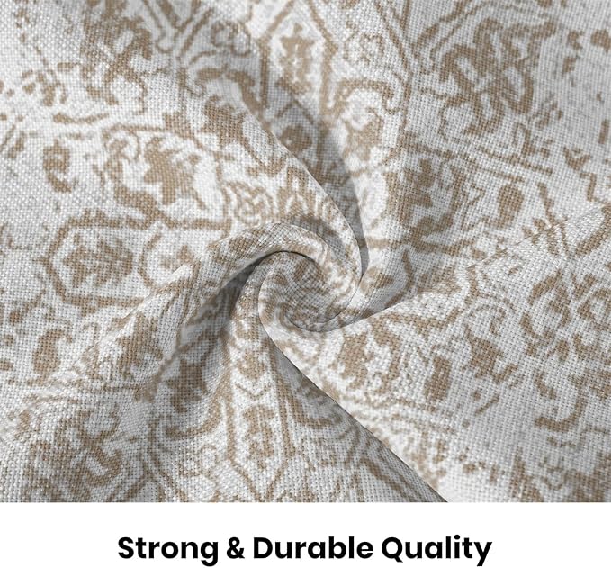 AEIOAE Boho Pillow Covers 20x20 Inch Set of 2,Carpet Pattern Throw Pillows Case,Brown Beige White Ethnic Design Outdoor Decorative Square Linen Farmhouse Decor Cushion Covers for Home Sofa Bed Couch