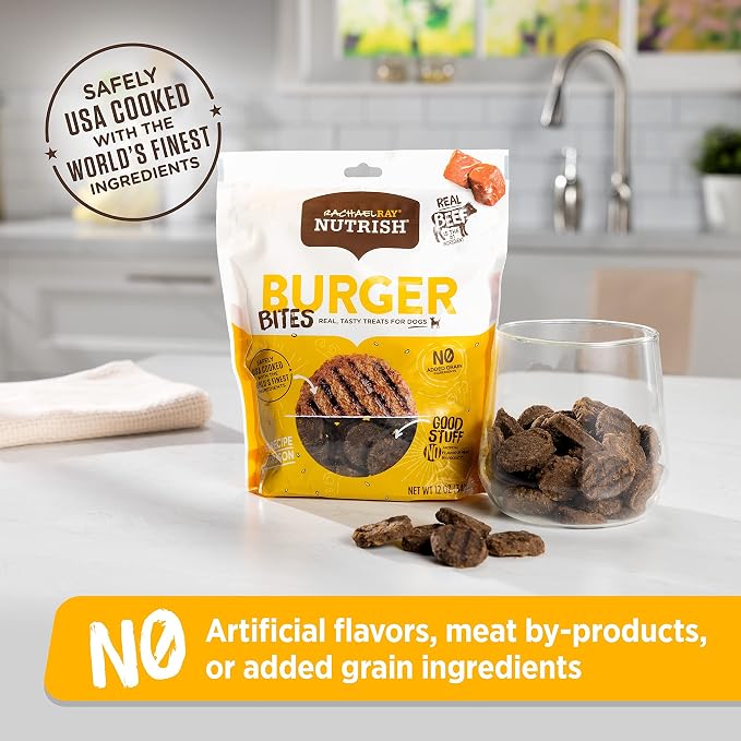 Nutrish Burger Bites Beef Recipe with Bison Premium Dog Treats, 12 oz. Pouch (Rachael Ray) (Pack of 2)