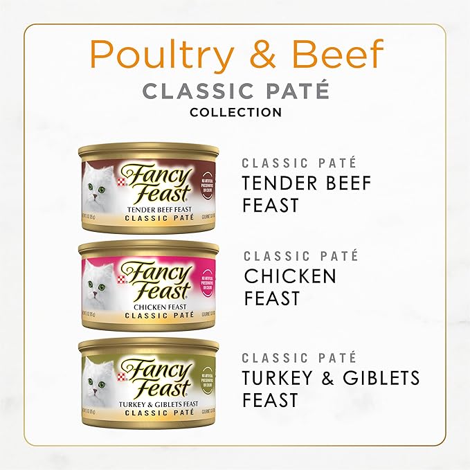 Purina Fancy Feast Classic Pate Wet Cat Food, 3 oz Cans, 30-Pack