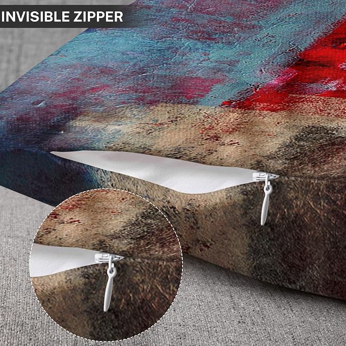 Emvency Throw Pillow Covers Set of 2, 20 x 20 Inch, Red Brown and Gray | Abstract Modern Painting Outdoor Decorative Square Pillow Cases Couch Cushion Case for Couch Bed Sofa Living Room Home Decor