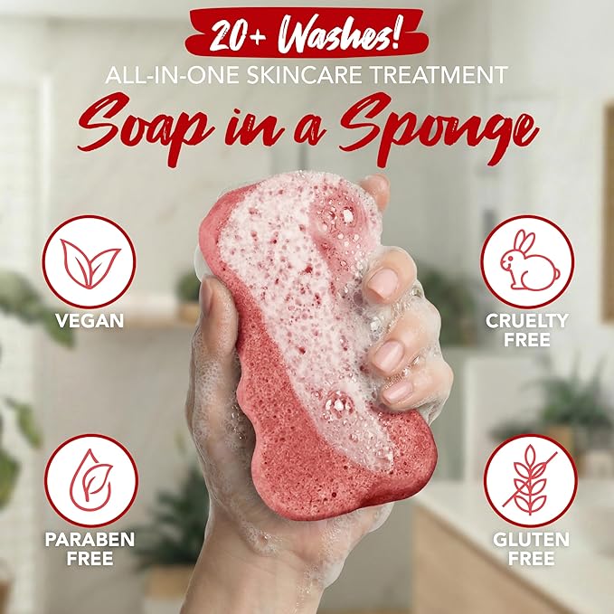 Spongeables Body Wash in a 20+ Wash Sponge, Pomegranate Punch, 1 Count