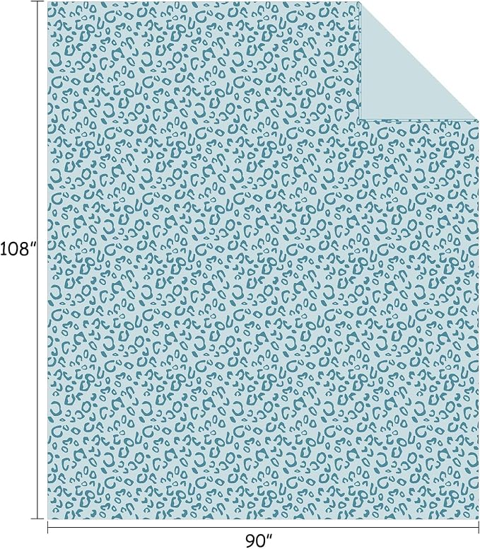 Flannel Fleece Throw Microfiber Blanket with 3D Cheetah Print,90"X108",Lake Blue