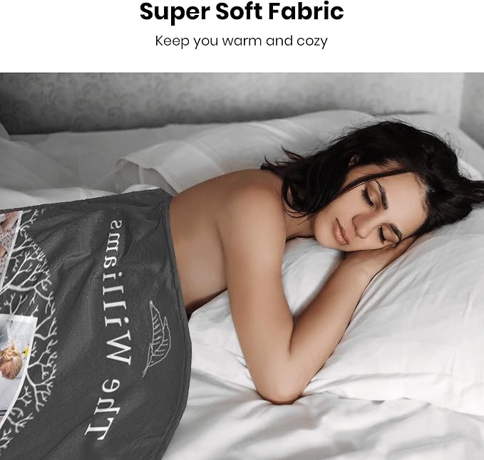Custom Throw Blanket with Picture Text, Personalized Photo Blanket | Personalized Mothers Day Gifts for Mom from Daughter Son, Birthday Christmas Anniversary Valentine's for Mom Grandma Women