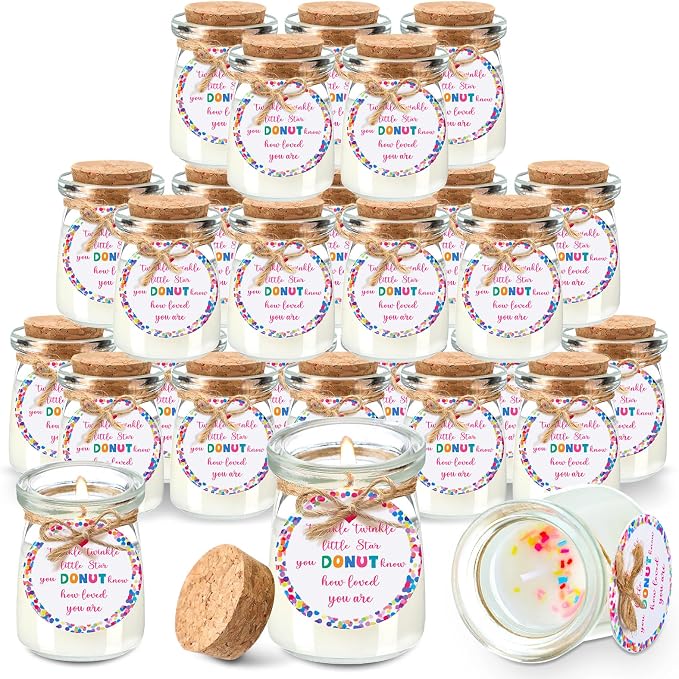 Threlaco 20 Pcs Little Star Baby Shower Favors Party Candle Lavender Scented Glass Mason Jar Wax Candle Bulk for Guests Girl Boy Gender Reveal Party Gifts(Colorful)