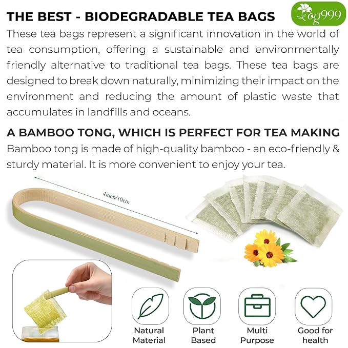 TOG999, Premium 60 Moringa Leaf Tea Bags, 100% Natural & Pure. Loose Leaf Moringa Herbal Tea. No Sugar, No Caffeine, No Gluten, Vegan.