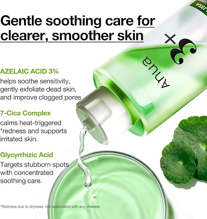 Anua Azelaic Acid Redness Care Duo, Azelaic Acid 3 CICA Skin Clarifying Toner & Azelaic Acid 10 Hyaluron Redness Soothing Serum, Blemish & Redness Care Routine for Sensitive Skin, Korean Skincare