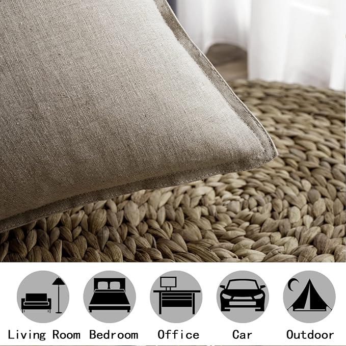 Jeanerlor Cotton Linen Decorative 12"x20" Lumbar Throw Pillow Case Cushion Cover with Twin Needles Stitch on Edge,for Wedding/Party/Gift/Car (30 x 50cm), Gray