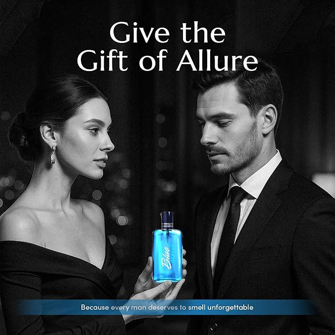 PB ParfumsBelcam Blue Depths Eau de Toilette Fragrance Spray - 3.4 Fl Oz. Fresh Aquatic Cologne for Men with Crisp Citrus, Warm Musk & Amber Scent, Crafted with Premium Oils for Day & Night Use