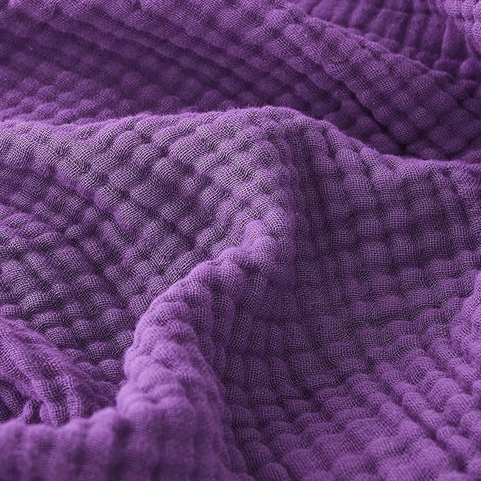 EMME Muslin Blankets for Adults Throw Blanket for Couch Breathable Gauze Soft Lightweight Airy Purple Twin 60" x 80"