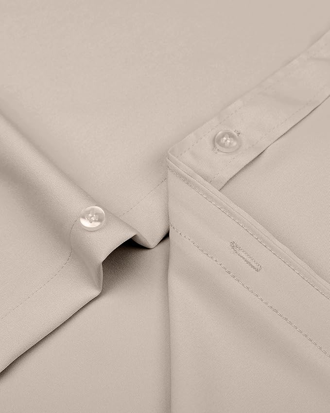 J.VER Men's Dress Shirts Solid Long Sleeve Stretch Wrinkle-Free Formal Shirt Business Casual Button Down Shirts