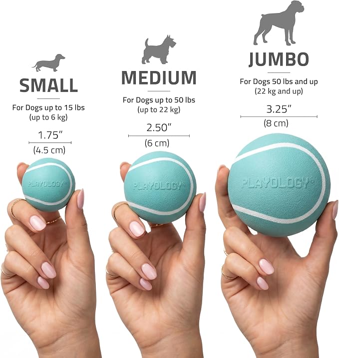 Playology Squeaky Chew Ball Dog Toy - Medium, Peanut Butter Scent
