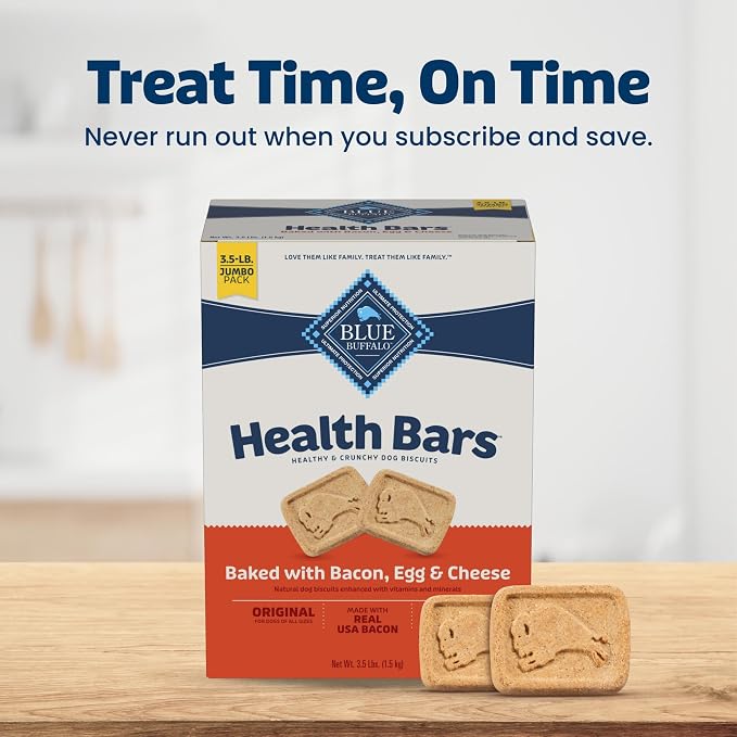 Blue Buffalo Health Bars Bacon Egg & Cheese Dog Biscuits, 3.5 lb | Oven-Baked, Crunchy Texture, No Chicken By-Product, Corn, Wheat, or Soy