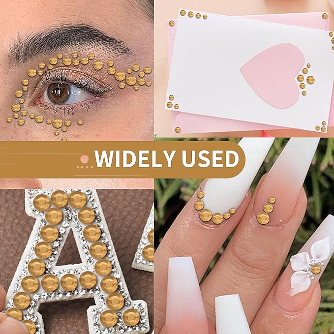 Face Gems Eye Jewels Rhinestones Gems Crystals Temporary Tattoo Stickers Jewels for Crafts 3/4/5/6/8MM Champagne Gems Jewels Eyes Stickers Makeup Self Adhesive for Hair Face Crafts 3555 PCS