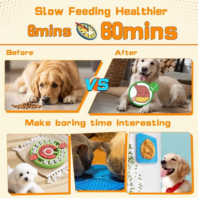 4 in1 Dog Puzzle Toy Set - Slow Feeder & Lick Mat for Puppy IQ Training & Mental Stimulate Treat Dispensing Ball | Pet Enrichment Interactive Toy (4 in 1 Blue+Green)