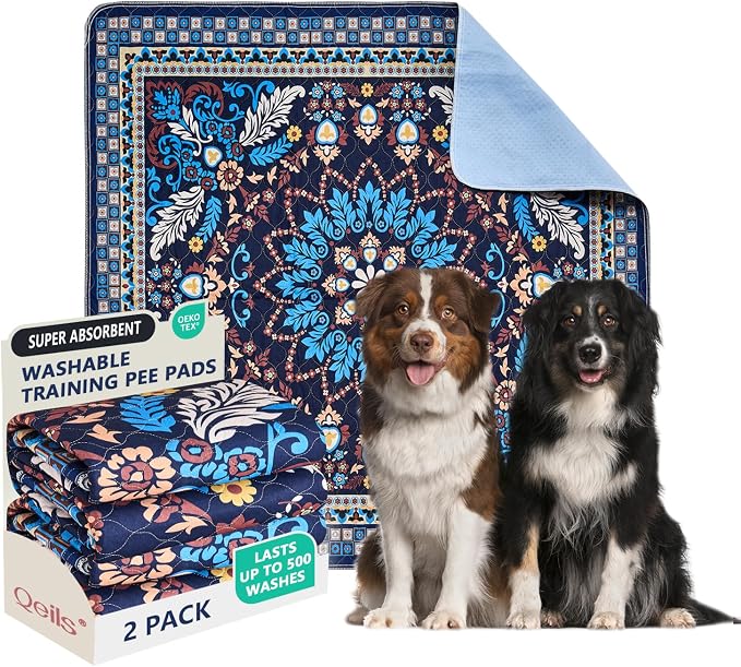 Washable Pee Pads, Super Absorbent Puppy Pads, 2 Pack 48"x48" | Reusable Dog Training Pads, Leakproof With Waterproof Non-Slip Backing For Crates, Floors, Indoor Potty & Furniture