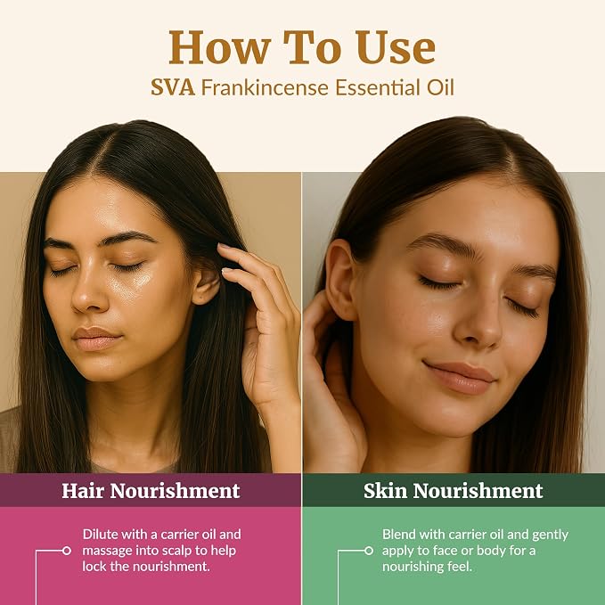 SVA Frankincense Essential Oil – 4 Fl Oz – for Diffuser, Skin & Hair Care – Ideal for Massage & DIY Blends – with Dropper