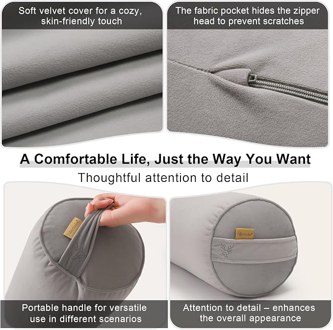 Body Pillow for Adults,Long Round Pillow,Big Cylindrical Pillow,Large Full Bolster Pillows for Side Sleepers (Zinc Gray, 59"*7.87")