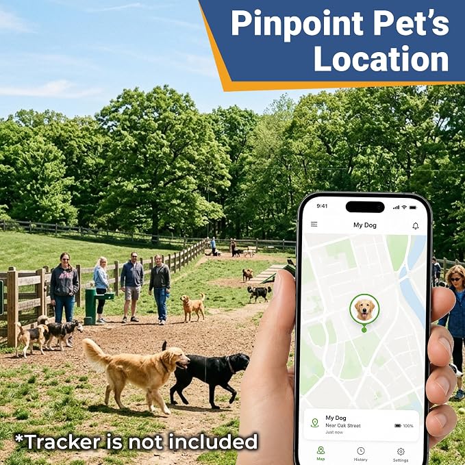GoTags Engraved Dog Collar Tracker Holder, Compatible with Life360, Personalized Case for Pet Collar, Up to 4 Lines of Custom Text, Slide On Tag for GPS Dog, Works with iOS Android (Large)