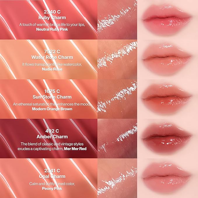 ENTROPY Makeup 2-in-1 Charm Shiny Glowy Lip & Cheek Gloss Tint Keychain, High Pigment Glossy Lip Color & Plumping Gloss, C9 Beryl Charm