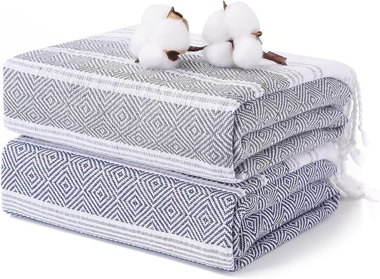 2 Packs Cotton Turkish Beach Towels Quick Dry Sand Free Oversized Bath Pool Swim Towel Large Extra Xl Big Blanket Adult Travel Essentials Cruise Accessories Must Haves Clearance Vacation Stuff