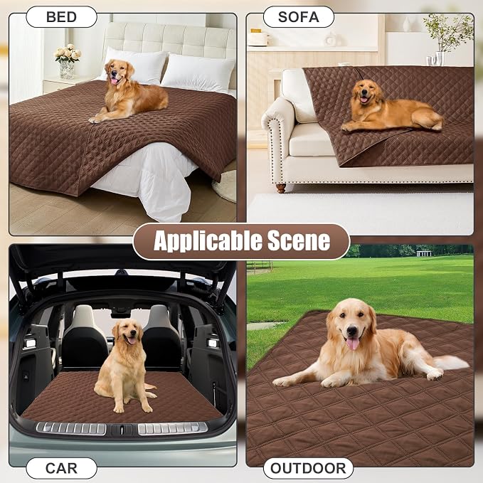 Smiry Waterproof Reversible Pet Couch Covers for Dogs | Pet Friendly, Soft Fabric, Washable Sofa Furniture Protector for Dogs Cat Kids, Checkered (40"x80", Brown/Brown)
