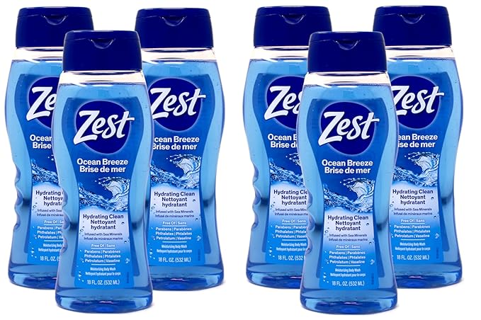 Zest Ocean Breeze Body Wash 18 oz (Pack of 6)