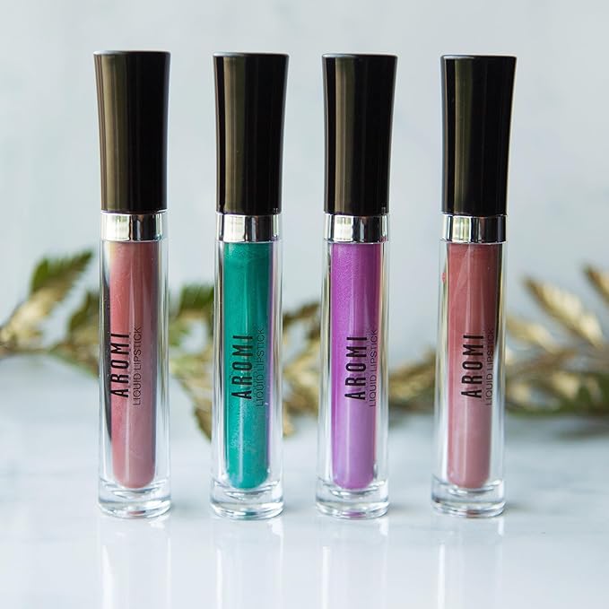 Aromi Green Metallic Liquid Lipstick | Turquoise Teal-Green Lip Color with Shimmery Finish, Vegan, Cruelty-free, Long-lasting, Smudge Proof, Handmade (Mermaid Tail)