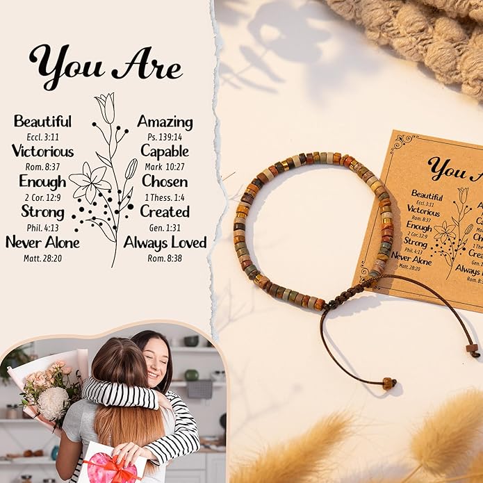 Inspirational Gifts Bracelets for Women: Valentines Mothers Day Birthday Gifts for Women Friends Sister Mom - Healing Natural Stone Beads Bracelets Thinking of you Get Well Soon Gift for Women