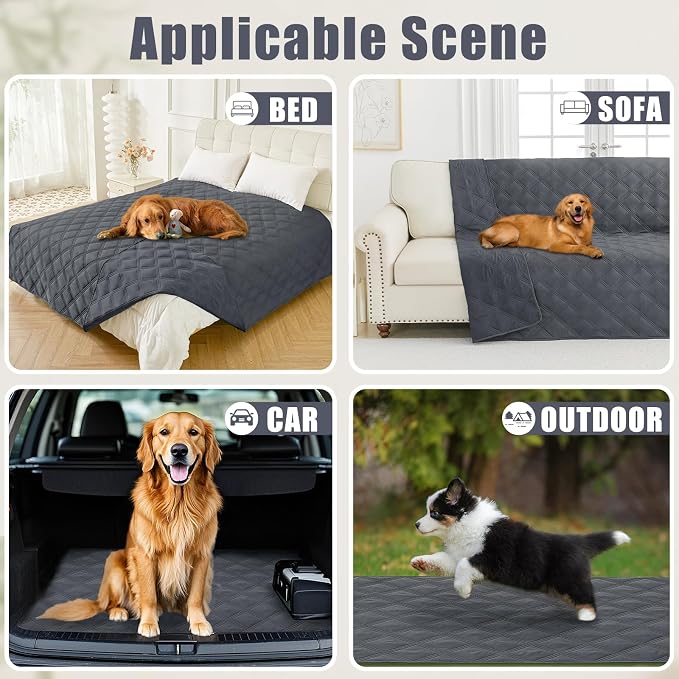 Smiry Waterproof Dog Bed Cover, Reversible Pet Blanket for Sofa Couch | Soft Washable Dog Blanket, Leakproof Couch Cover for Dogs Cats & Furniture Protection, 30x70, Dark Grey/Dark Grey