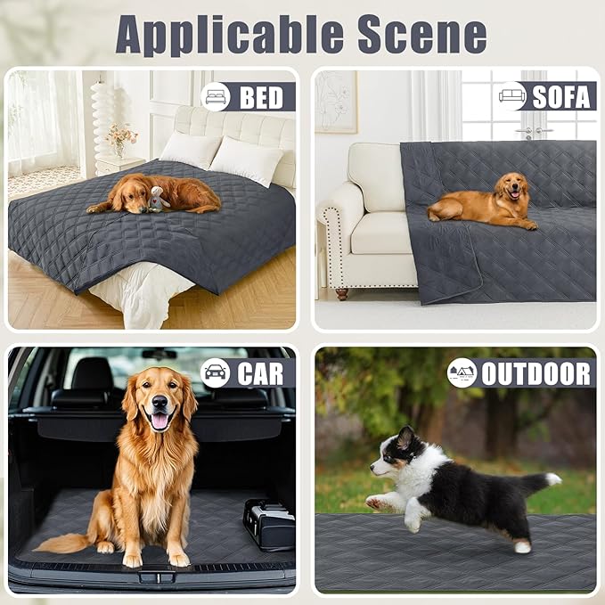 Smiry Waterproof Dog Bed Cover, Reversible Pet Blanket for Sofa Couch | Soft Washable Dog Blanket, Leakproof Couch Cover for Dogs Cats & Furniture Protection, 40x90, Dark Grey/Dark Grey