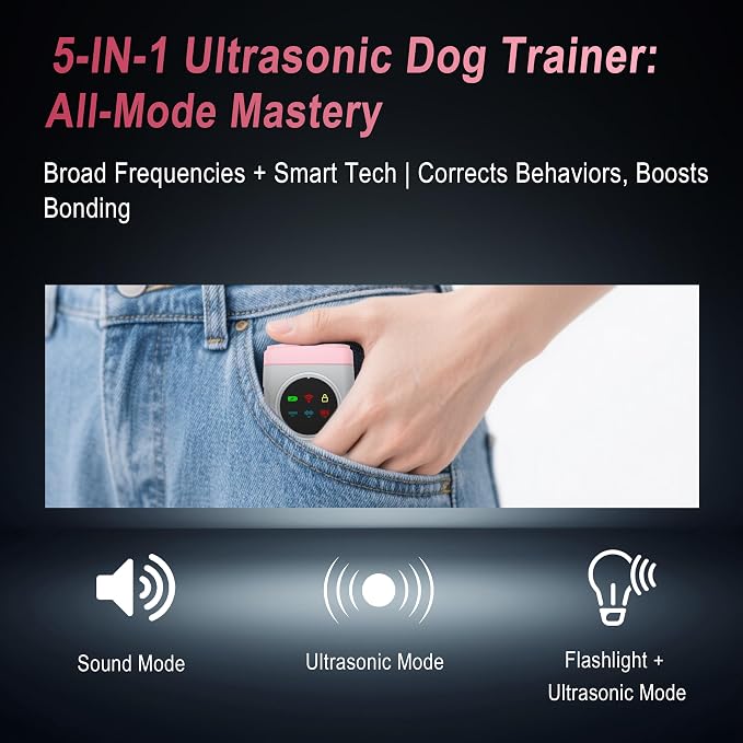 Dog Bark Deterrent Devices, 2X Ultrasonic Anti Barking Device for Dogs, Color Display & 50ft Range, Pet Gentle Anti Barking Device, Portable Safe & Effective Alternative to Bark Collars (Pink)