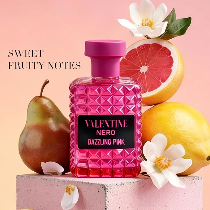 A CENTER Valentine Dazzling Pink Eau de Parfum for Women 3.4 Fl Oz Perfume | Long Lasting Amber Floral & Warm Vanilla Fragrance | Elegant Glass Spray Bottle | Cologne Gift Daily Use