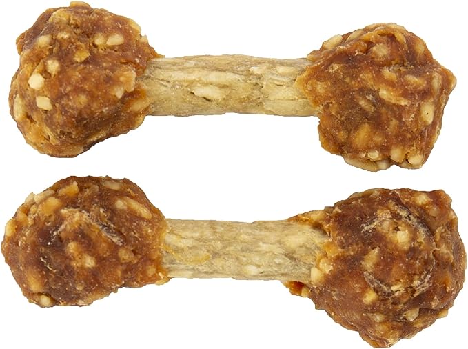 Good 'n' Fun Chicken Flavored Dumbbells 4 Ounces, Rawhide Snacks for Small Dogs (Pack of 2)