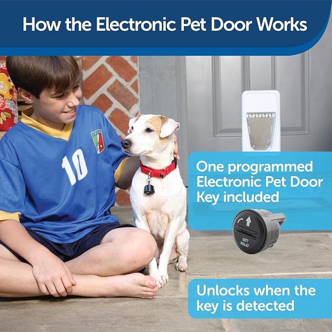 PetSafe Electronic Pet Door, Collar Key Sensor, Dogs Up to 100 lb, Large | Programmable Selective Entry/Exit & Auto-Lock, Battery Operated, Fits Interior/Exterior Doors, up to 5 Keys