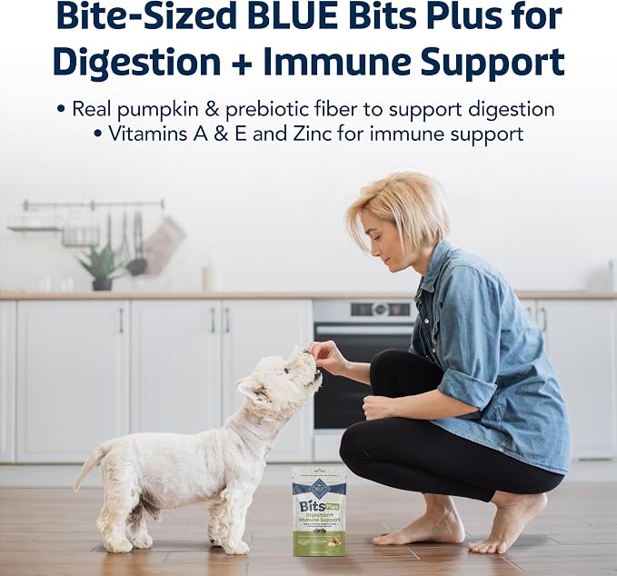 Blue Buffalo Blue Bits Plus Digestion and Immune Support Dog Treats, Chicken, 3.5-oz. Bag (Pack of 2)