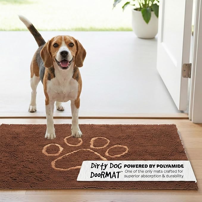 Dog Gone Smart Dirty Dog Doormat - Fast Drying Rug with Super Gripper Backing for Clean Floors - Super Absorbent and Machine Washable Mat for Muddy Paws - Mocha | Super Gripper Backing for Clean Floors - Absorbent Microfiber and Machine Washable Mat fo...